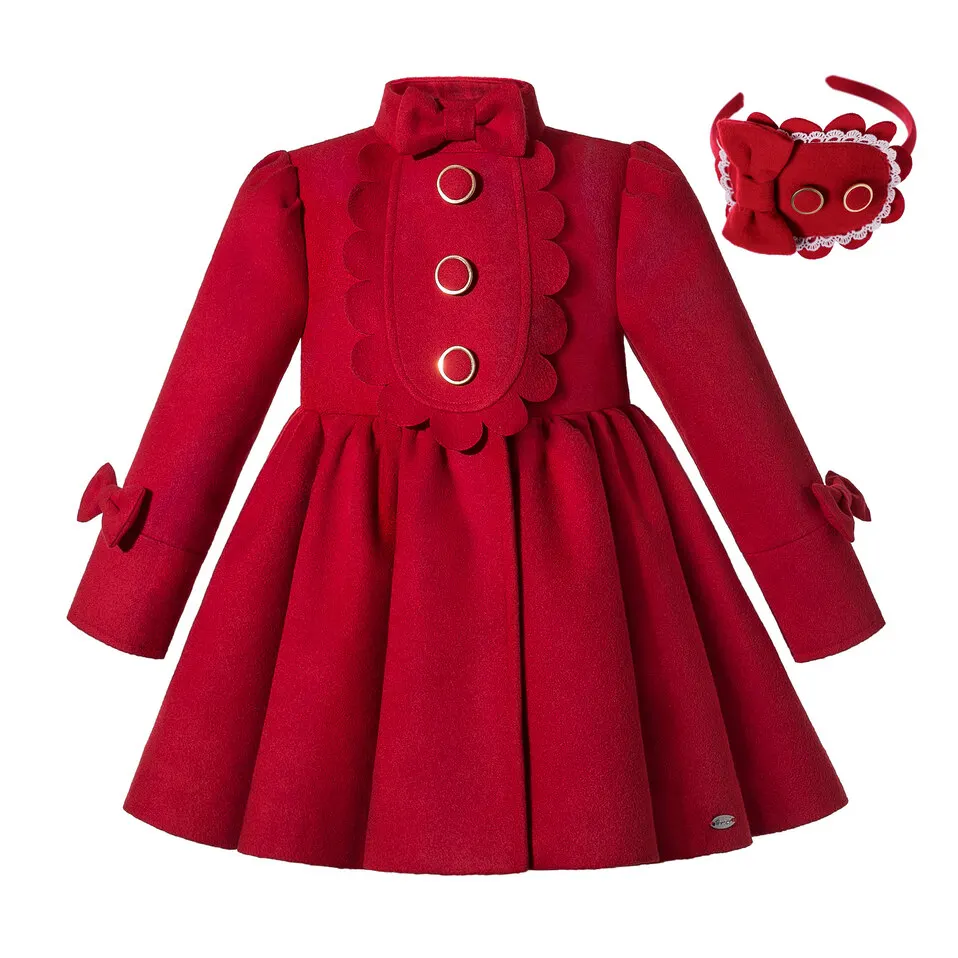 Pettigirl Red Christmas Winter Dresses Jacket Coats Clothes for Infant Baby Girls Kids Clothing &Hairband 234 to 6 8 10 12 Years