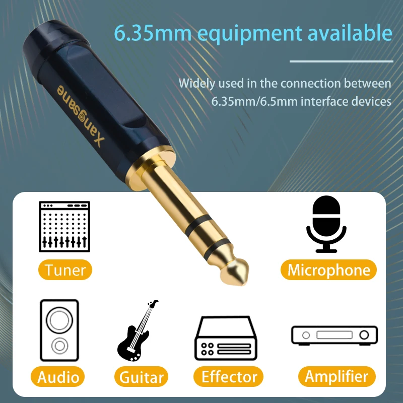 XangsanXS-6001Au 2 шт. 4 шт. Чистая медь позолоченный 6,35 мм 6,5 мм двухканальный Микрофон записывающий кабель штекер