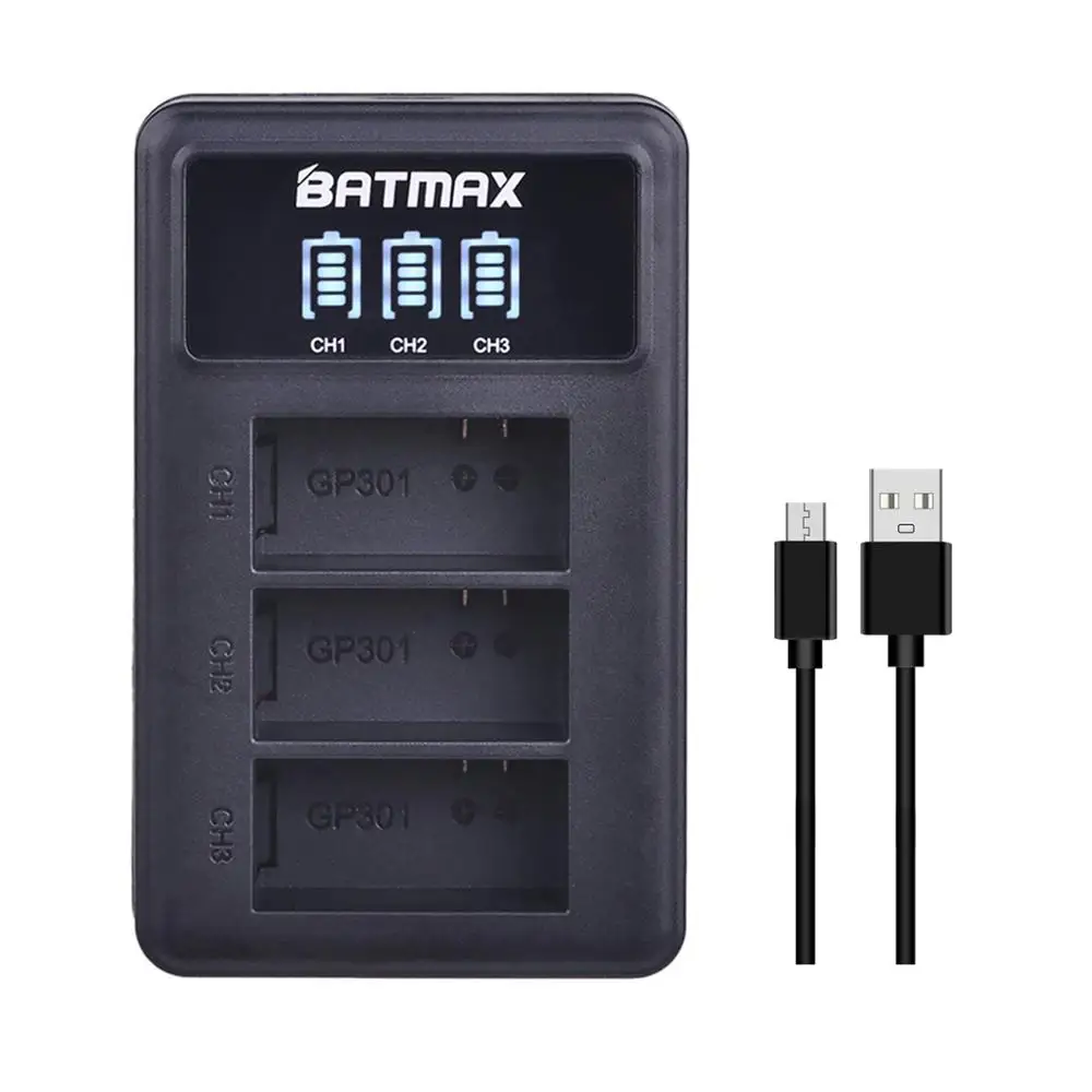 Batmax AHDBT-301 AHDBT-302 Go Pro 3 Bateria 1250 mAh + LED 3 gniazda USB Ładowarka do kamery akcji Gopro Hero3 Gopro Hero3+