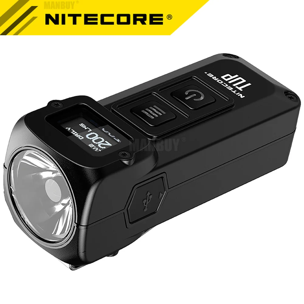 NITECORE TUP-Llavero metálico de acero inoxidable de 1000 lúmenes, auténtico, pantalla OLED, EDC, recargable por USB, botón de luz