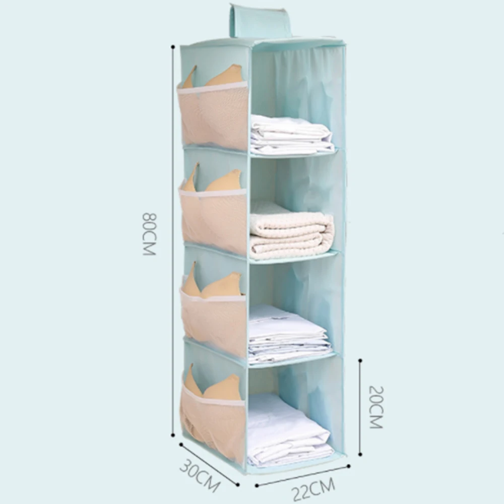 Hanging Wardrobe Storage rack Fabric Hanging Storage Rack can be Folded with side Pockets for Storing items