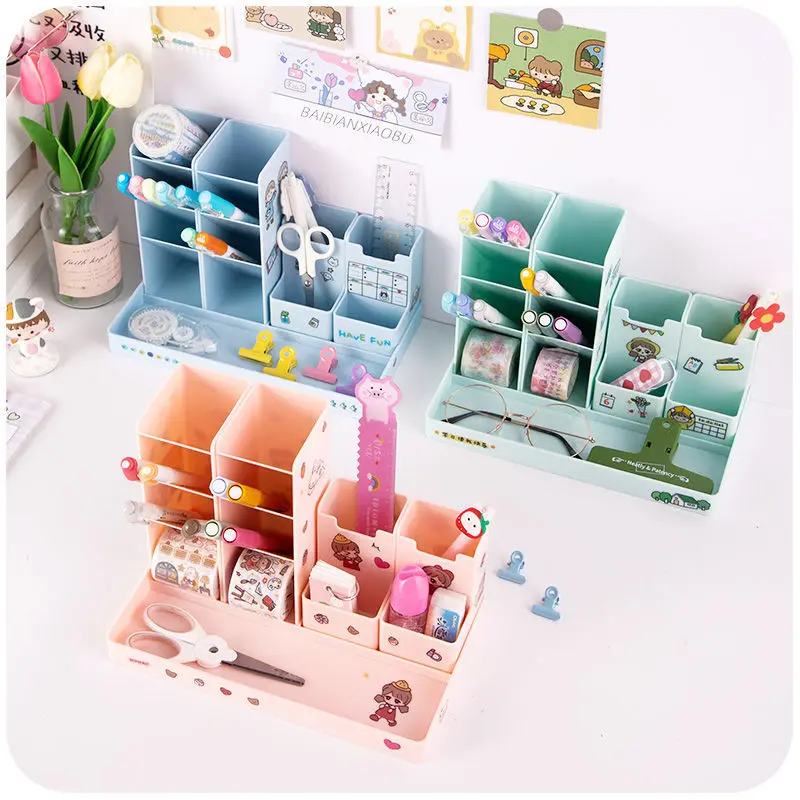 

Inclined Pen Holder Ins Creative Cute Fashion Student Multifunctional Large-capacity Desktop Girl Storage Box