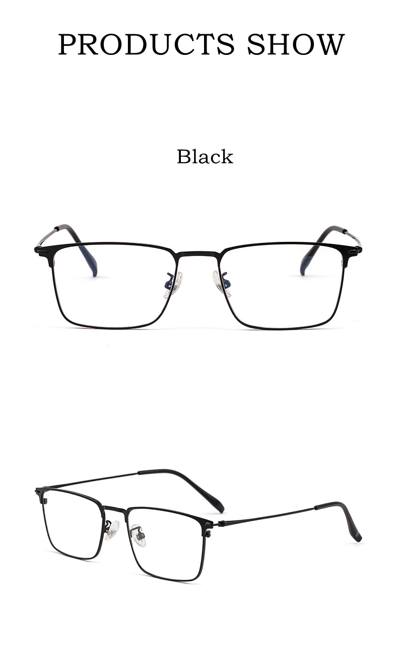 YIMARUILI Neue Business Zwei-farbe Retro Platz Ultra Licht Metall Brillen Rahmen Optische Brillen Rahmen Männer Y0606 – Detail 8