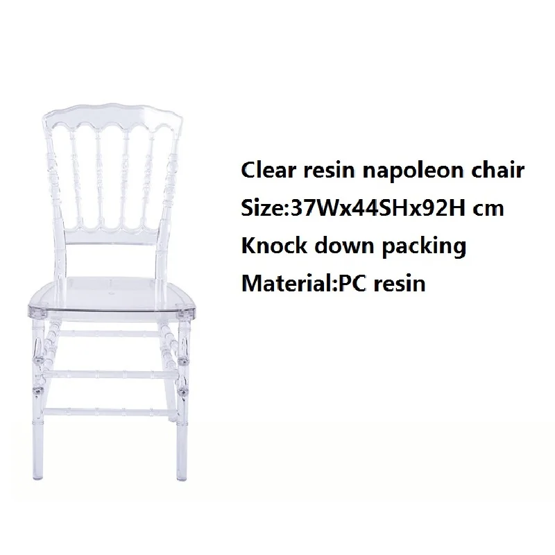 Transparent Napoleon Crystal Chair, PC Resin Chiavari Chair, Clear Wedding Chair