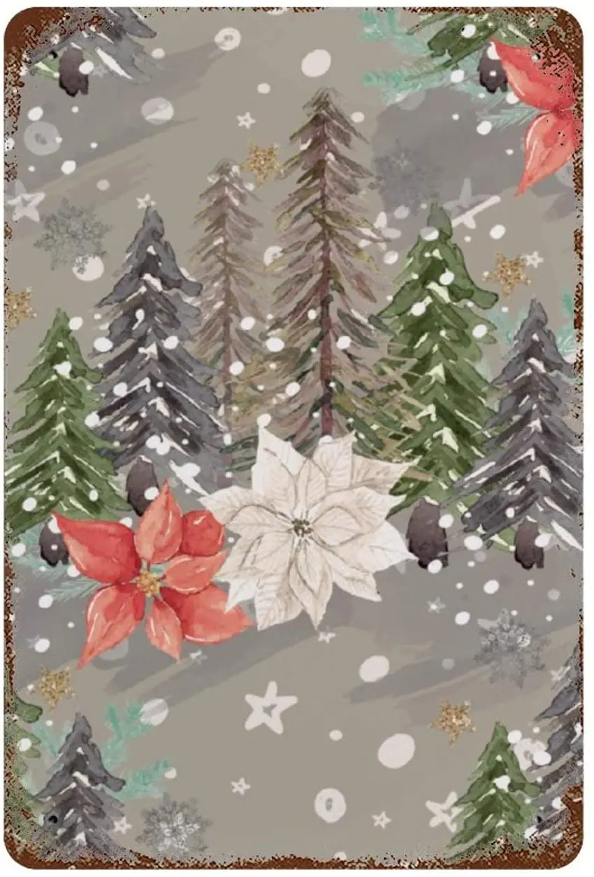 VinMea Metal Tin Sign,Merrychristmas Aluminum Sign Wall Art Decor Metal Sign,Public Sign,Decoration Sign 8X12 Inches