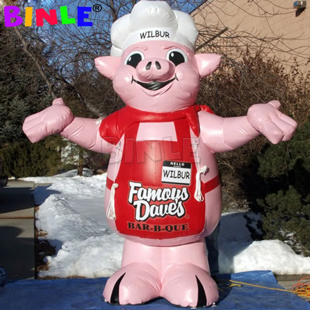 Mascote inflável gigante rosa do porco dos desenhos animados do chef do porco inflável personalizado para a propaganda exterior