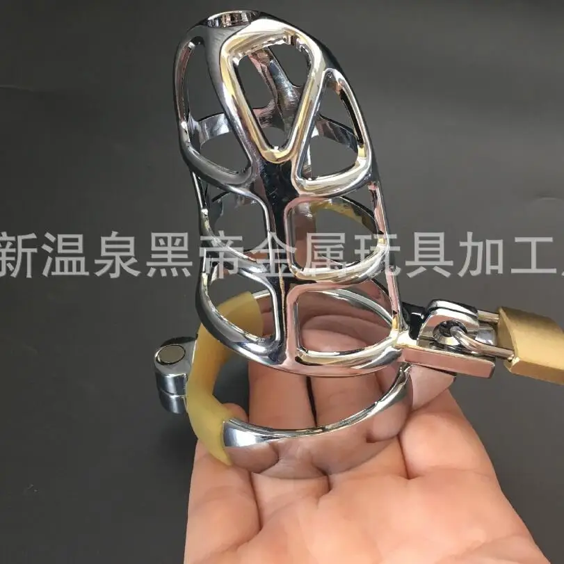 Stainless Steel Chastity Belt Metal Cock Cage for Men with Curved Penis Ring Sex Toys Chastity Device Erotic Bdsm Bondage S0258