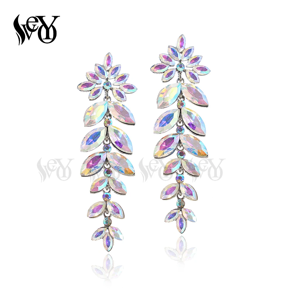 VEYO Hyperbole Long Crystal Lady Drop Earrings Elegant Wedding Party Dangle Earrings for Women Fashion Jewelry Gift Wholesale