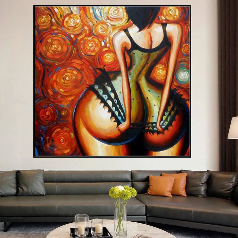 Exaggerated Art  Handmade Abstract Oil Painting Body Art Canvas Paintings Plump Buttocks Wall Painting Home Decor Hotel Bedroom