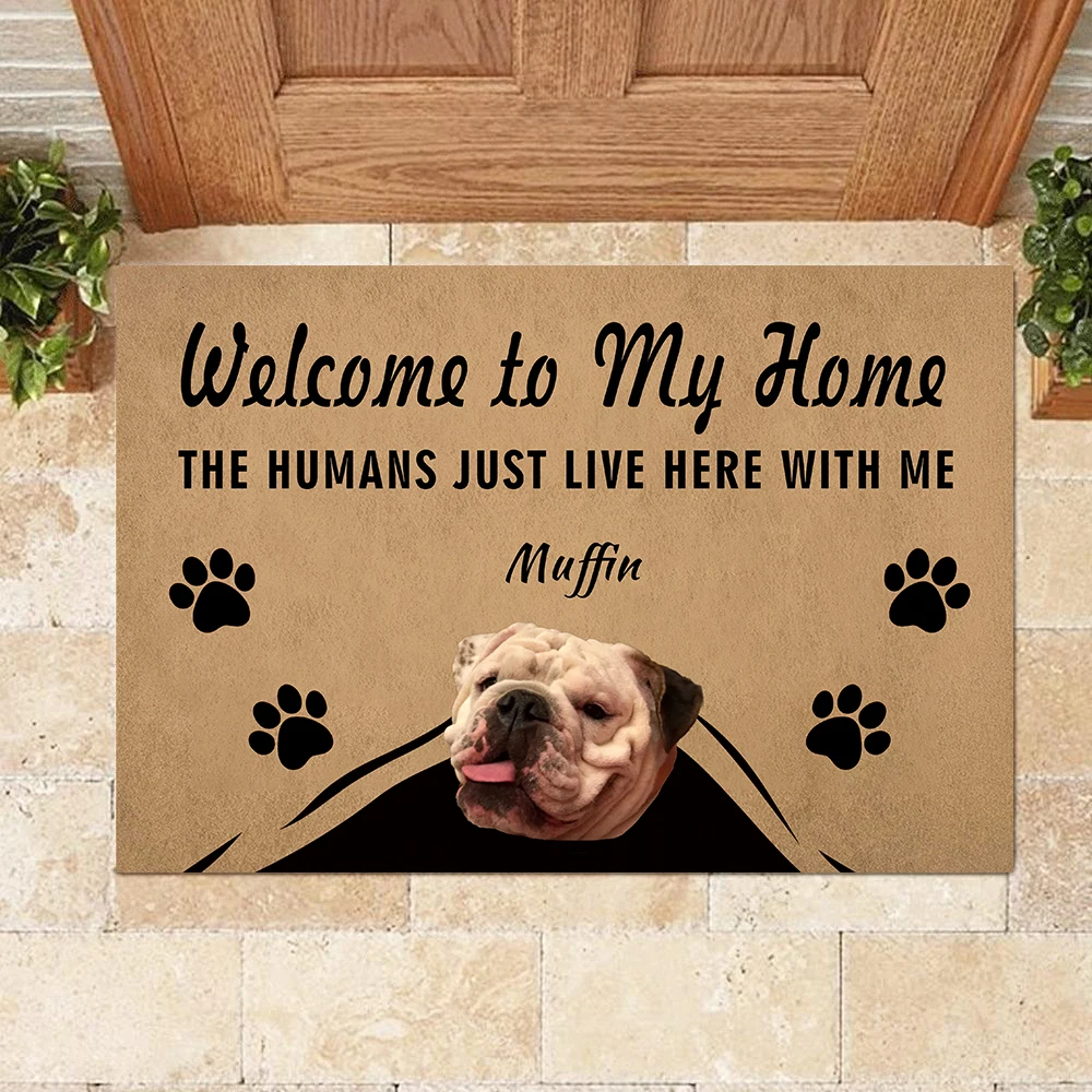 

Outdoor Welcome custom doormat for entrance Personalized giftsText Name Pet Dog Cat Photo printed door mat 40x60cm Anti-slip mat