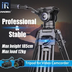 VT80 Video Tripod System 185cm Professional Heavy Duty Aluminum Twin Tube Kit F80 Fluid Head Load 12kg for Camera DSLR Camcorder