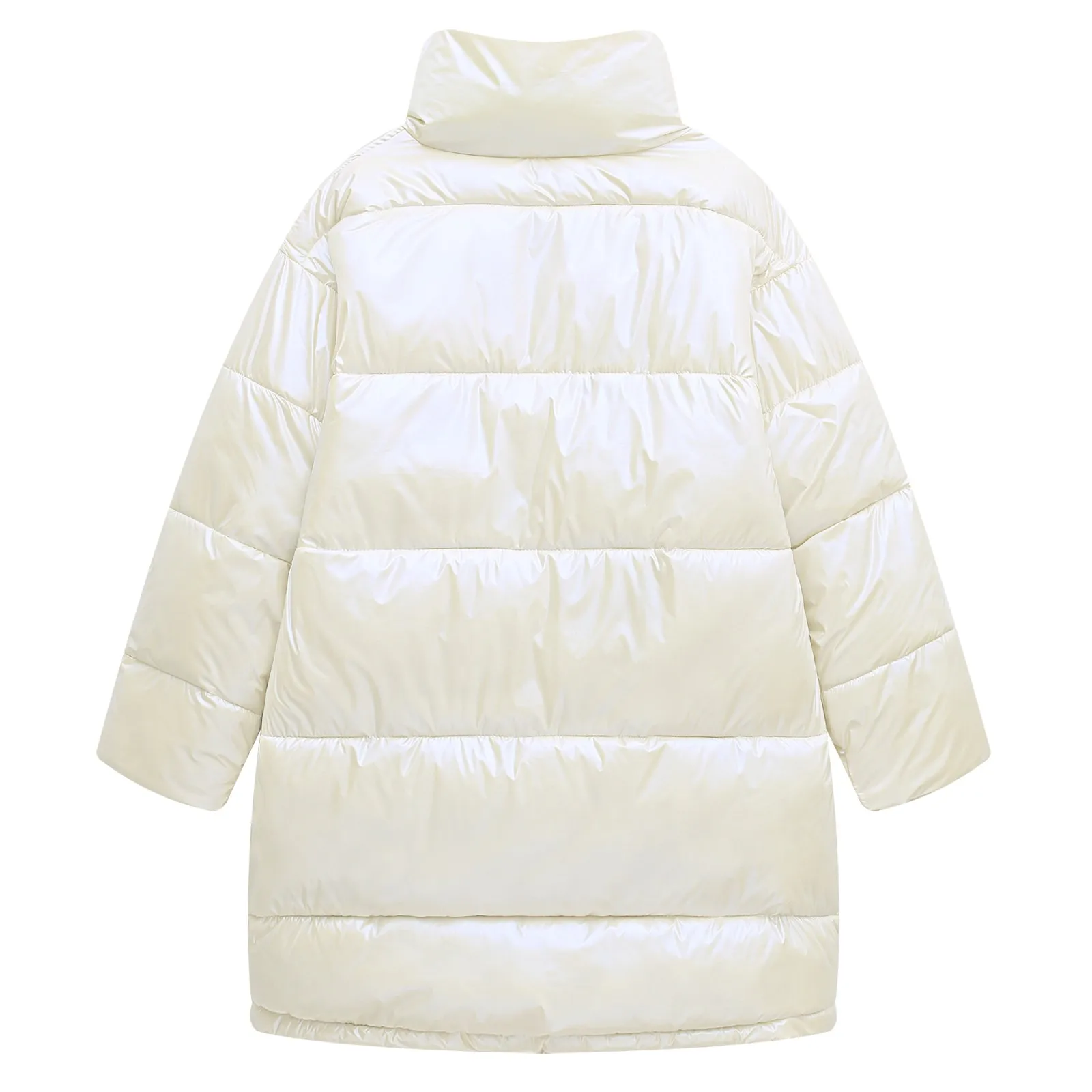 2023 Women Winter Jacket Plus Size Padded Long Coats Female Down Cotton Stand Collar Overcoat Mujer Glossy Black Warm Parka