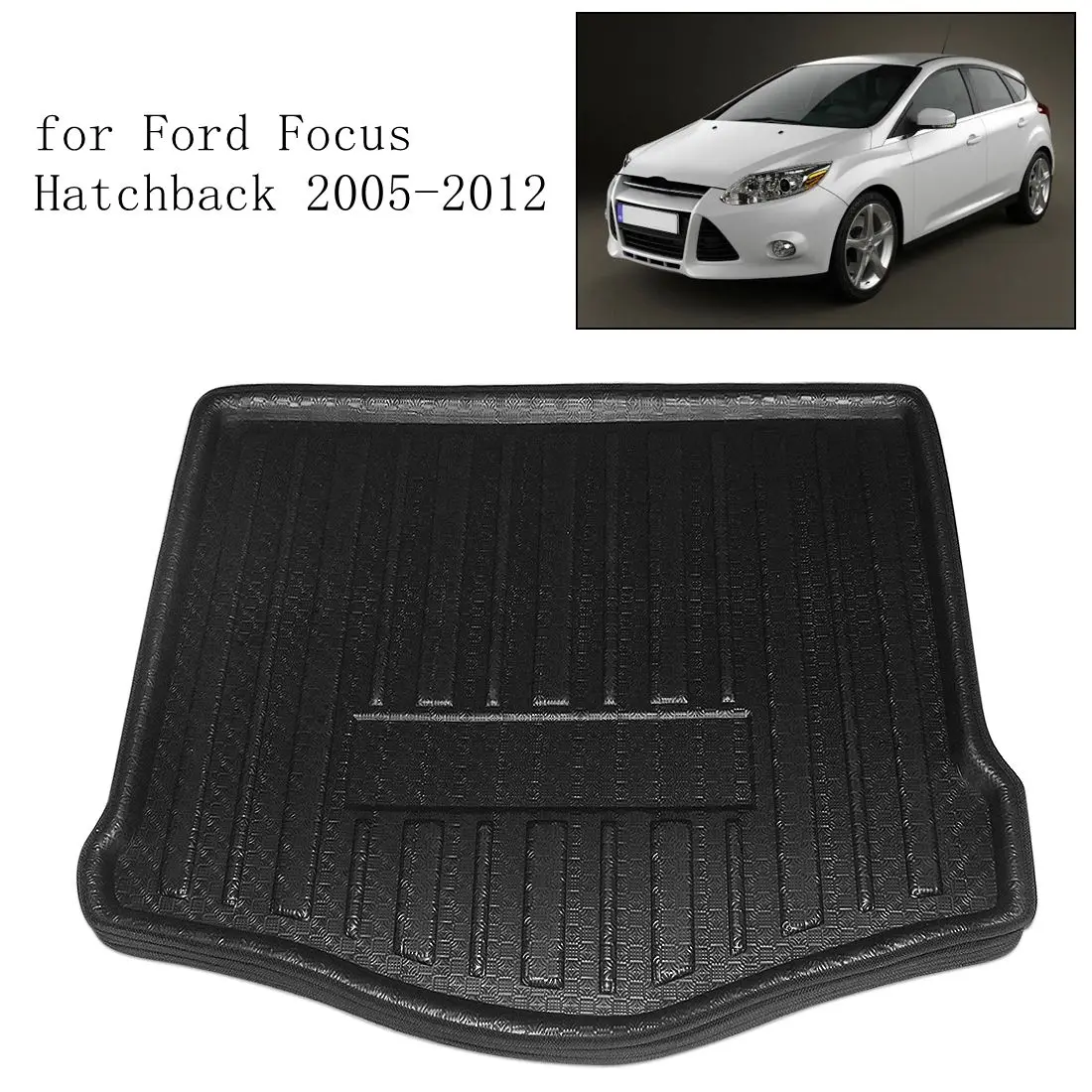 UXCELL Rear Car Trunk Tray Boot Liner Cargo Floor Mat Cover for Ford Fiesta Focus Hatchback 2005-2018 for Ford Focus Sedan 12-17