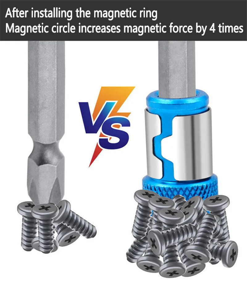 1Pc Universal Magnetic Ring  Metal Screwdriver Bit Magnetic Ring For 6.35mm Shank Anti-Corrosion Drill Bit Magnet Powerful Ring