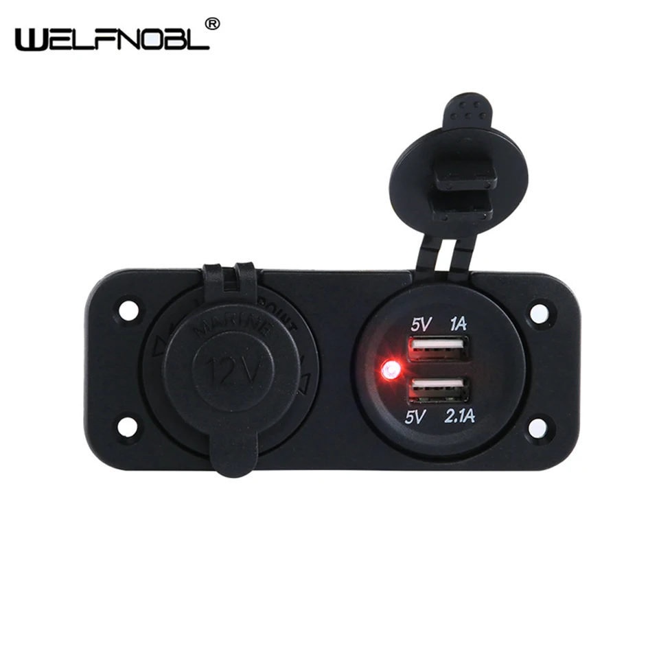 Dustproof  Waterproof  3.1A  5V Dual double USB Car Cigarette Lighter Socket