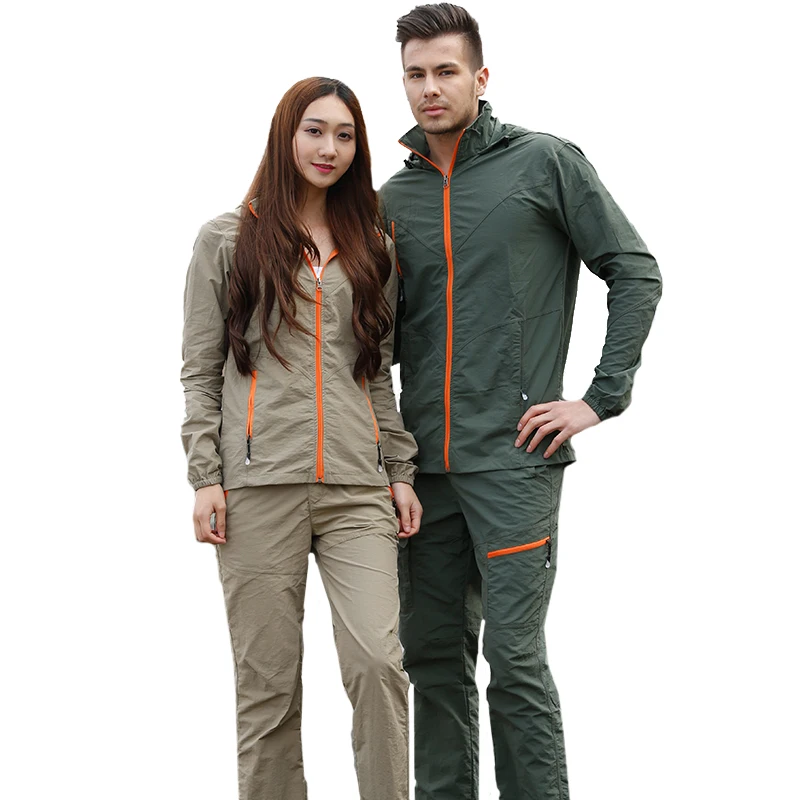 Hiking Sets Unisex Fishing Explore Sports Clothes Suit Breathable  Ultra-light Hooded Jacket With Pants