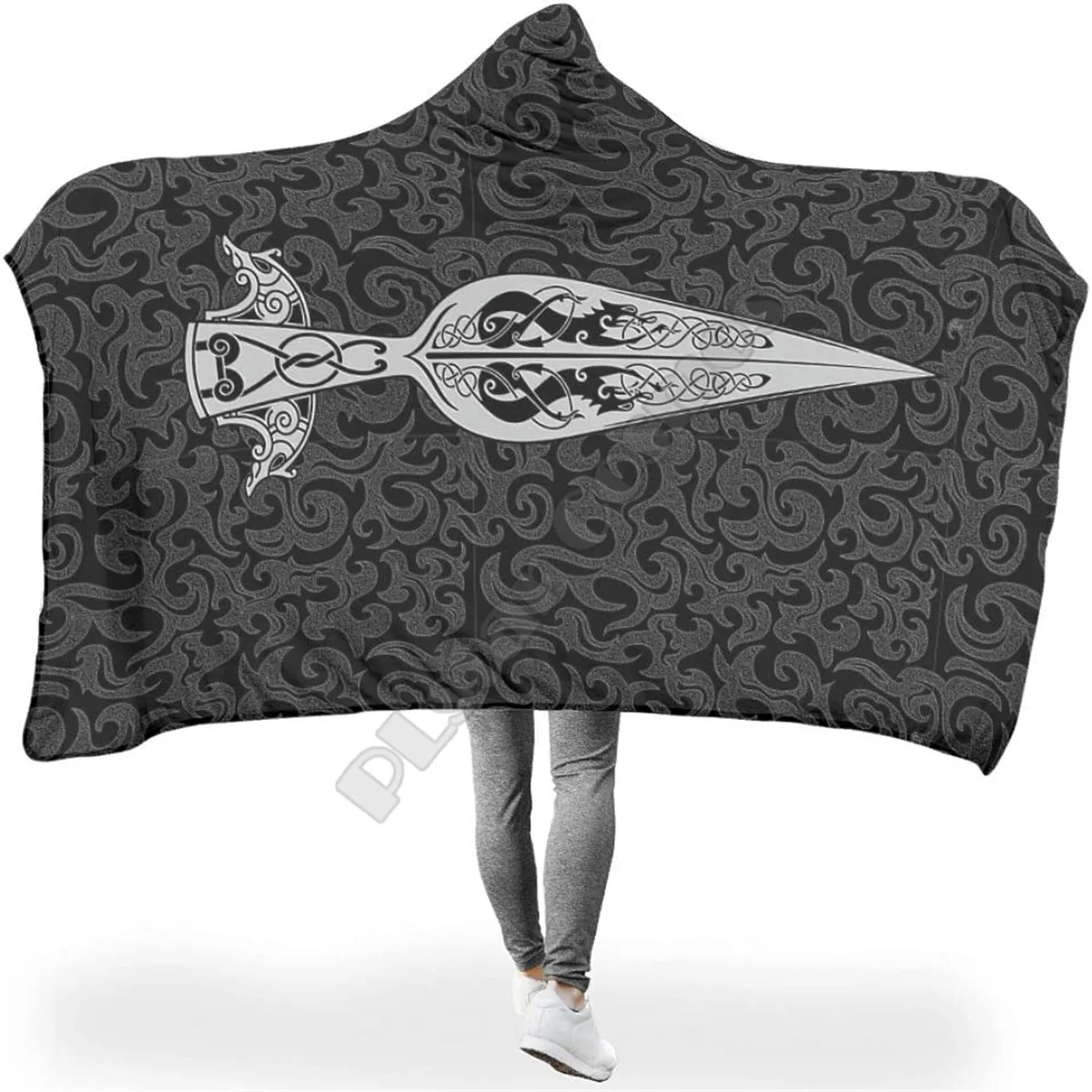 Viking Tattoo Hooded Blanket Adult colorful child Sherpa Fleece Wearable Blanket Microfiber Bedding Drop Shipping 12