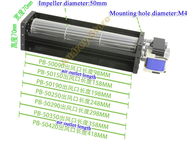 Imagem -02 - tipo Cilindro de Fluxo Transversal Silencioso Grande Ventilador de ar Volume 2600rpm 3300rpm 25w 62w Pb50 mm Ac220v