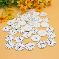 50 stks/partij klokknoppen 2 gaten naaien houten knoppen Flatblck scrapbooking benodigdheden voor ambachtelijke gemengde decoratieve knoppen