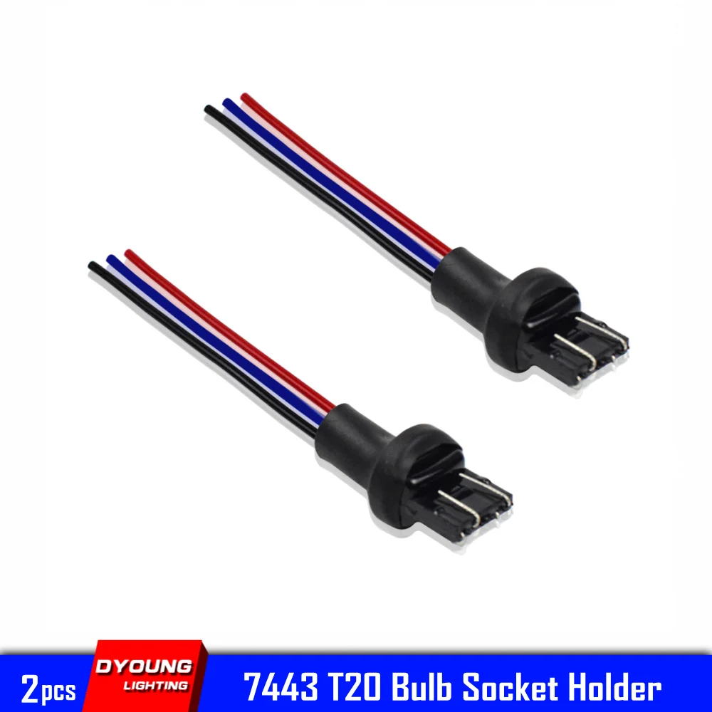 Socket Plug 7443 7444 T20 Wire Connector Switchback Light Bulb Adapter Holder 2Pcs Dyoung