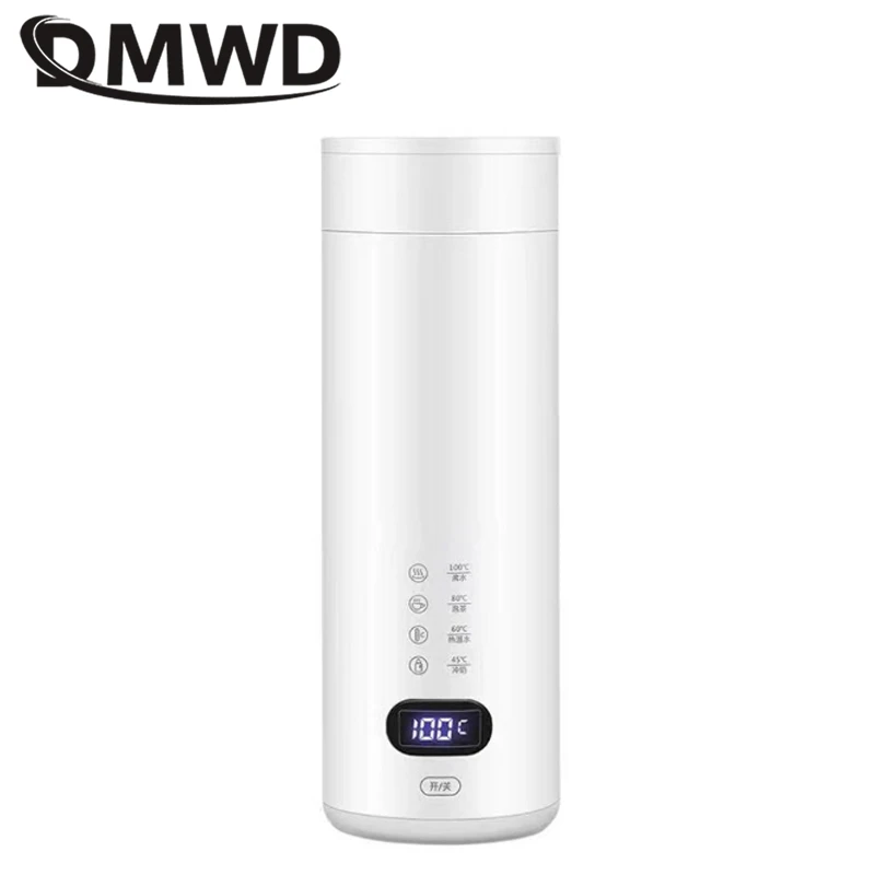 DMWD Electric Heating Kettle Portable Water Cup 0.4L Water Boiler Thermos cup Tea Pot Brewing milk Adjustable temperature Travel