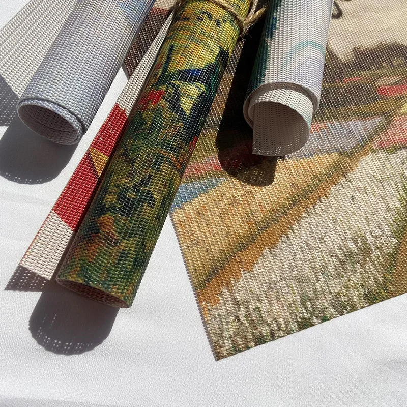 Oil Painting PVC Placemats for Coffee Table Dining Mat Monet Van Gogh Cup Costers Insulation Pad Home Decor Hotel Decoration