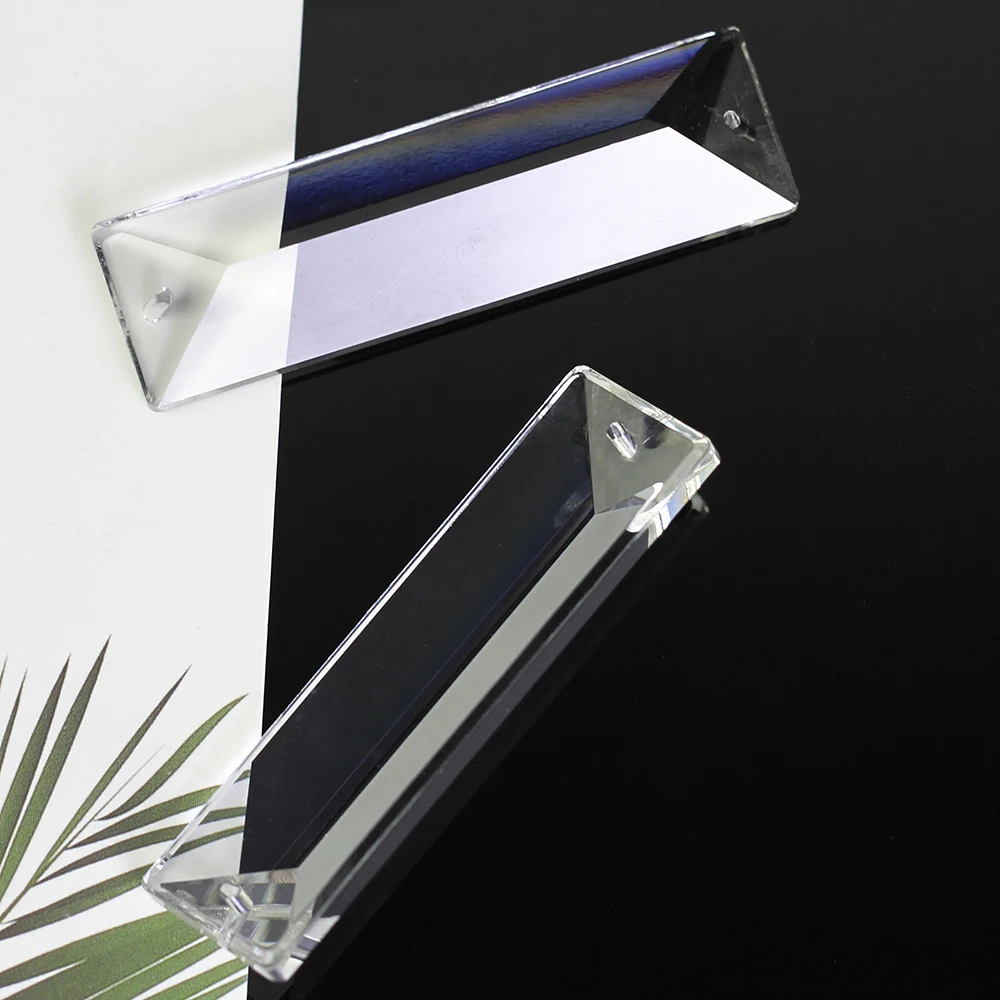 22mm*63mm Crystal Drop Pendant With Two Holes Transparent Color 1 Piece Triangular Glass Prism Suspended Chandeliers