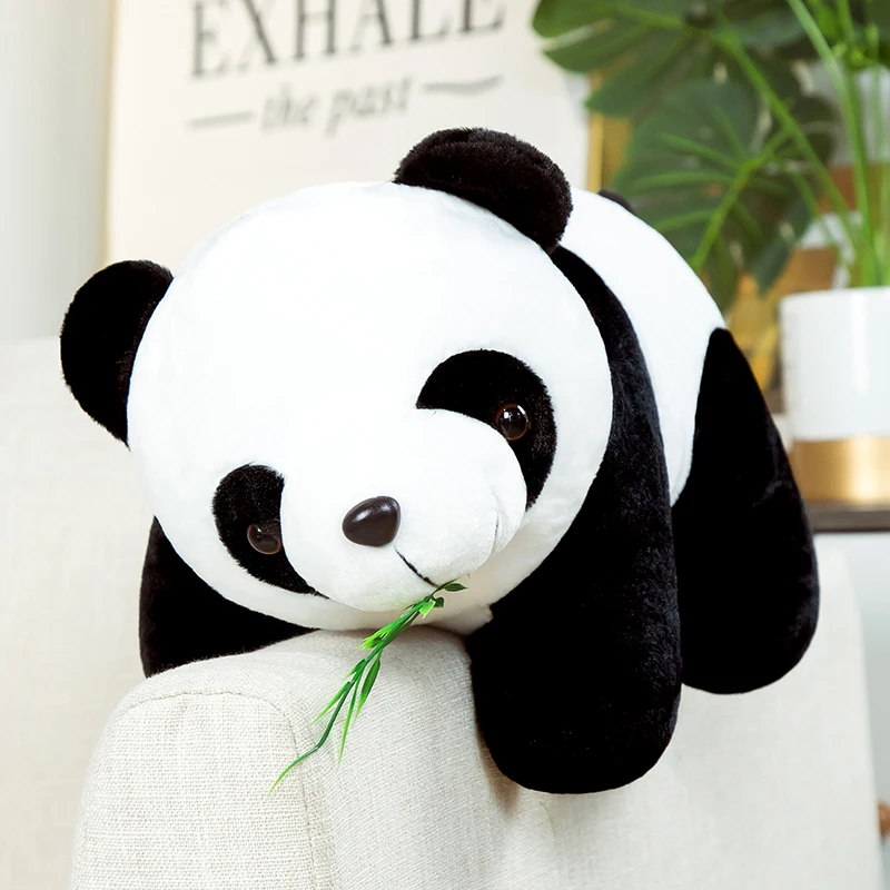 Panda de peluche Kawaii de 20cm, almohada encantadora con hojas de bambú, oso de Animal de peluche suave, bonito regalo de cumpleaños para niños