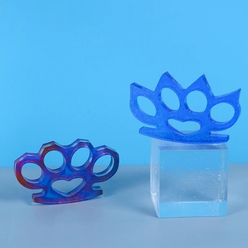 Crystal Epoxy Resin Mold 4 Cavity Knuckle Dusters Casting Silicone Mould DIY Crafts Self-Defense Making Tools