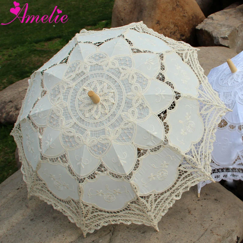 20 pcs/lot Free Shipping 100% Handicraft Cotton Lace Wedding Parasol