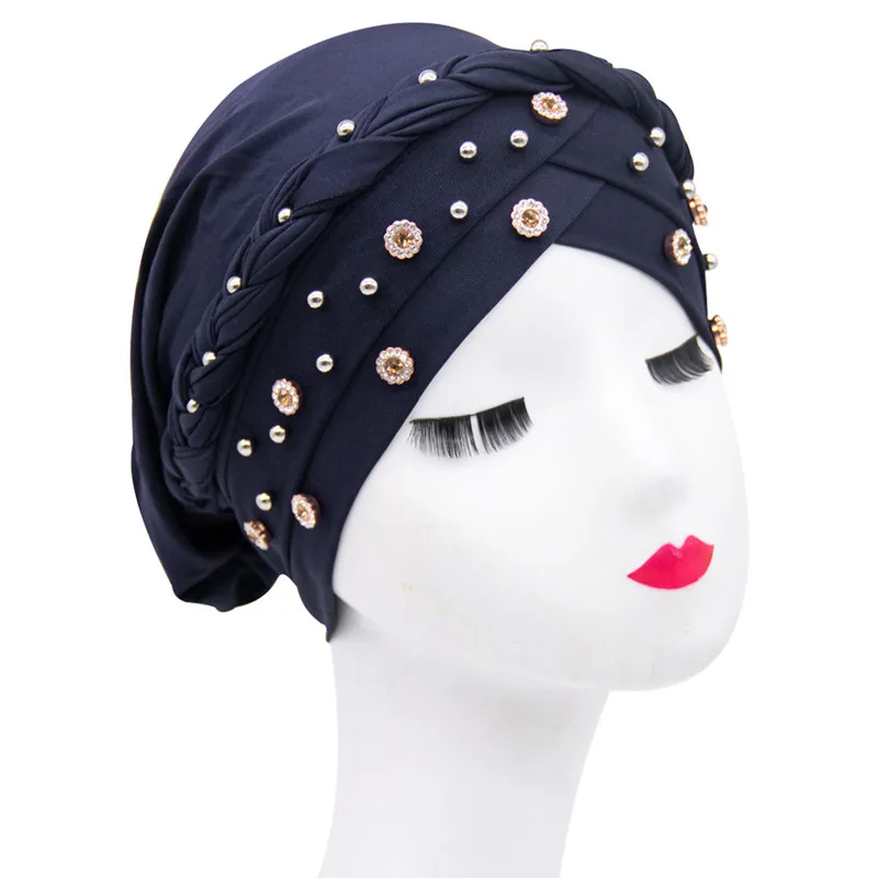 Head Scarf For Muslim Women Solid Turban Bonnet Hijab Caps White Pearl Inner Hijabs Arab Islamic Muslim New Style Wrap Turbantes