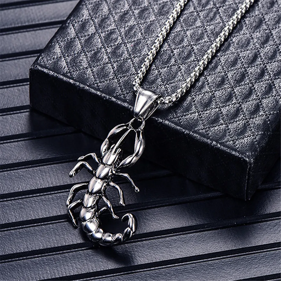 

Cool Punk Fashion Scorpio Scorpion Pendant Male Silver Color Stainless Steel Animal Necklace For Men/Women Fashion Jewelry 2025