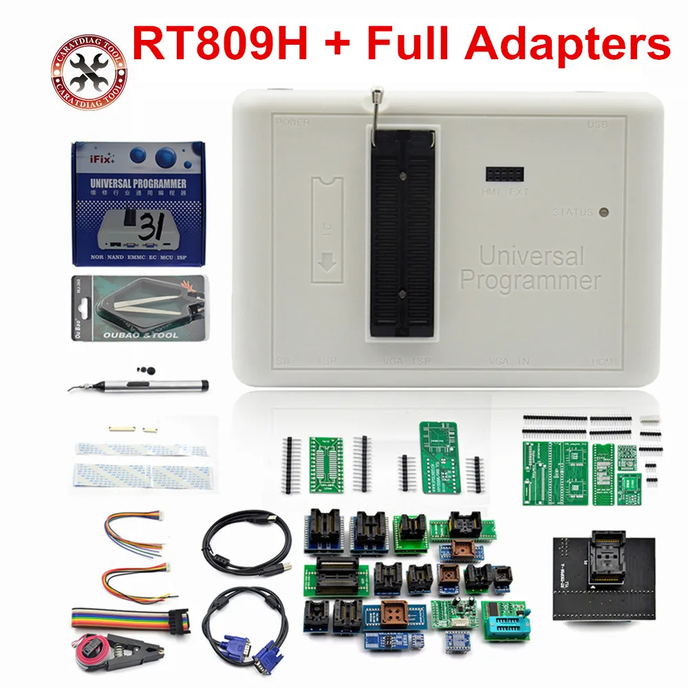 100% Original RT809H Universal Programmer EMMC-Nand FLASH Programmer  with 36 Adapters Full Adapters Free Shipping