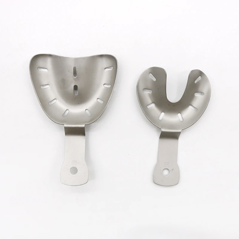 

Stainless steel edentulous jaw trays Dental impression trays with holes No occlusal trays without teeth trays