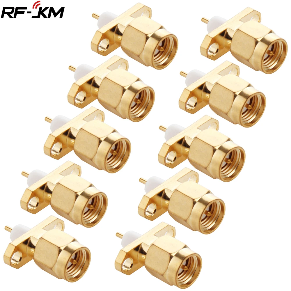 10PCS SMA Male Plug Panel Mount RF Coax Connector Flange Solder Gold plating of copper