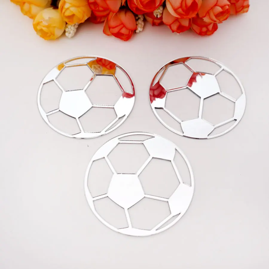 30Pcs Hollow Out Football Style Wall Mirror Sticker 3D Acrylic Mirror Sticker Party Decor Kid's Room DIY Decor