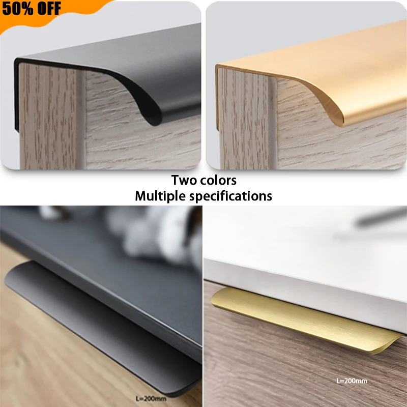 AOYIHOM Modern Simple Shoe Cupboards Wardrobe Door Knob Gold Black Hidden Long Cabinet Handle Aluminum Kitchen Furniture Pulls