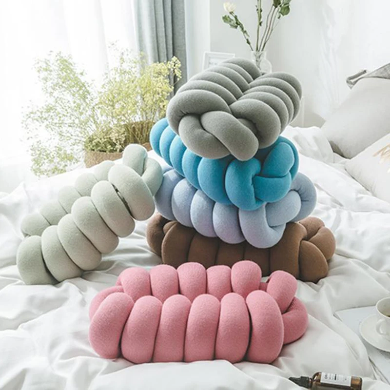 

Cotton Hand Knot Back Cushions Home Decoration Bed Sofa Cushion Nordic Office Nap Hand Rest Car Lumbar Pillow Chair Back Cushion