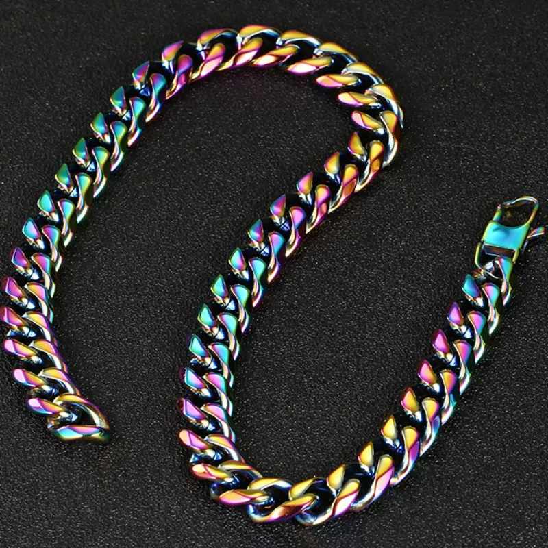 5MM 7MM 12MM 15MM Colorful Cuban Link Chains Necklace Hip Hop Jewelry Fer Men 48/60/72CM