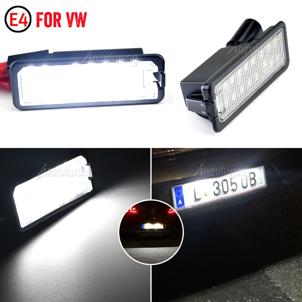 2 Pcs Car LED License Plate Lights 12V Working Lamp Replacement Car Light For VW GOLF 4 5 6 7 6R Passat B6 Lupo Scirocco Polo