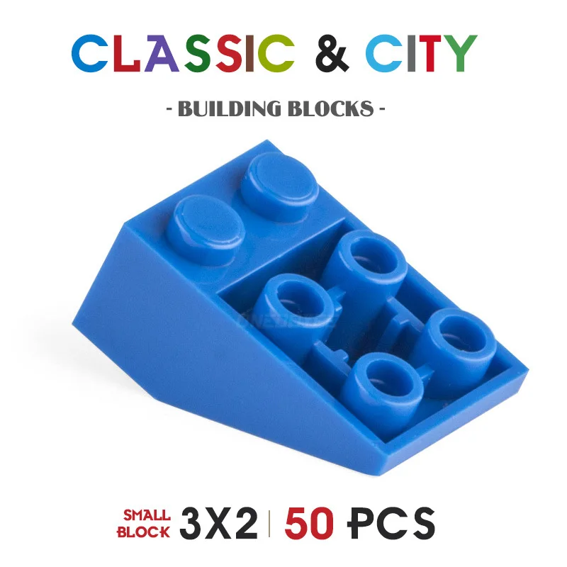 

3x2 DIY City Classic Bricks 50 PCS Slope brick Assembly Creative Building Blocks Bulk Sets 15Color Educational Toys for Children