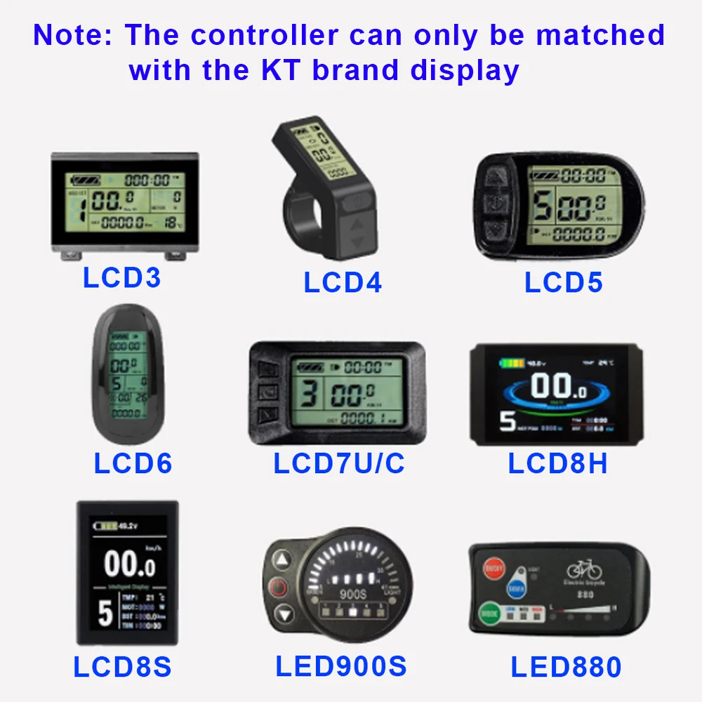 Electric Bike KT Controller 36V 250W 350W Brushless 6 Mosfet 17A Kunteng Controller with KT LCD4 LCD5 Display Ebike Controller