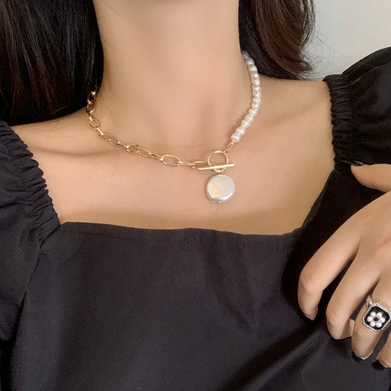 

Mihan Trendy Jewelry Simulated Pearl Necklace Delicate Design New Asymmetrical Choker Chain Necklace For Girl Lady Gifts
