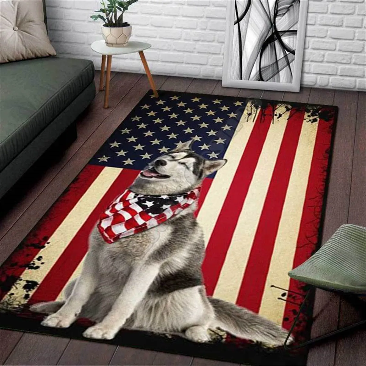 American flag Basset Hound Area  Rug 3D All Over Printed Carpet Mat Living Room Flannel Bedroom Non-slip Floor Rug 03