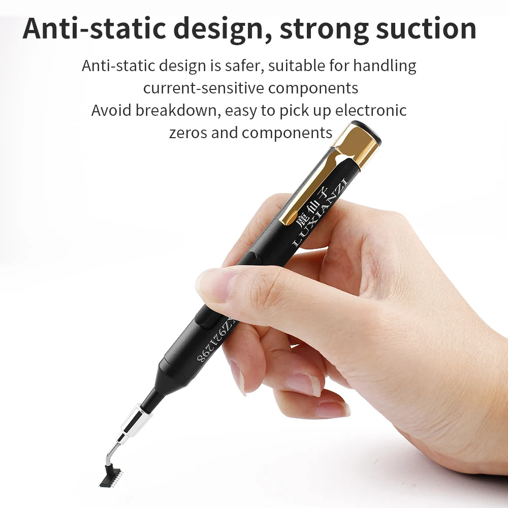 Imagem -04 - Luxianzi Vácuo Sucção Pen Kit com Otário ic Pinças Smd Pick up Ferramenta Removedor Sucker Bomba Solda Desoldering Chupando Canetas