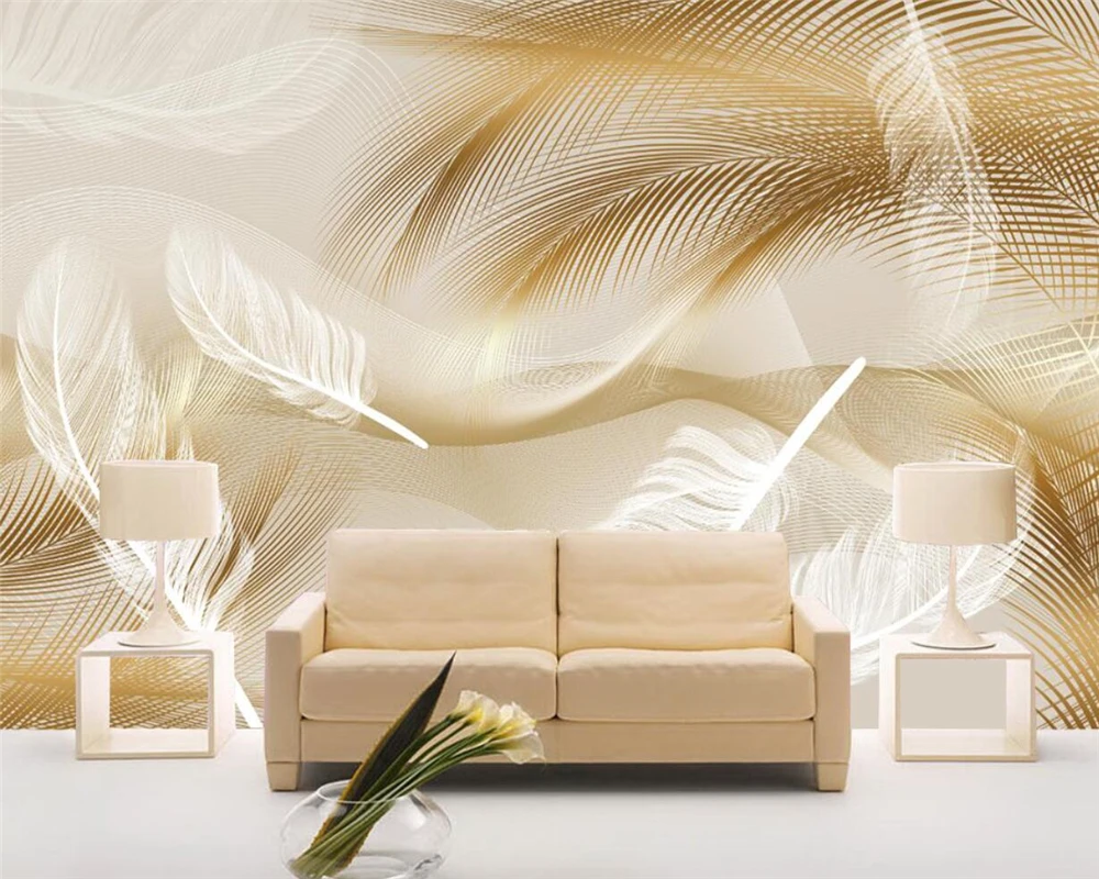 Custom wall paper mural modern nordic gold Black feather background wall papers home decor papel de parede 3d wallpaper