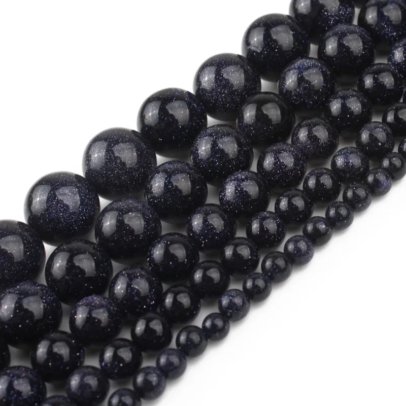 2/3/4/6/8/10/12mm Natural Dark Blue Sand stone Beads Loose Stone Round Loose Beads for DIY Accessories Jewellery Making 15\'\'