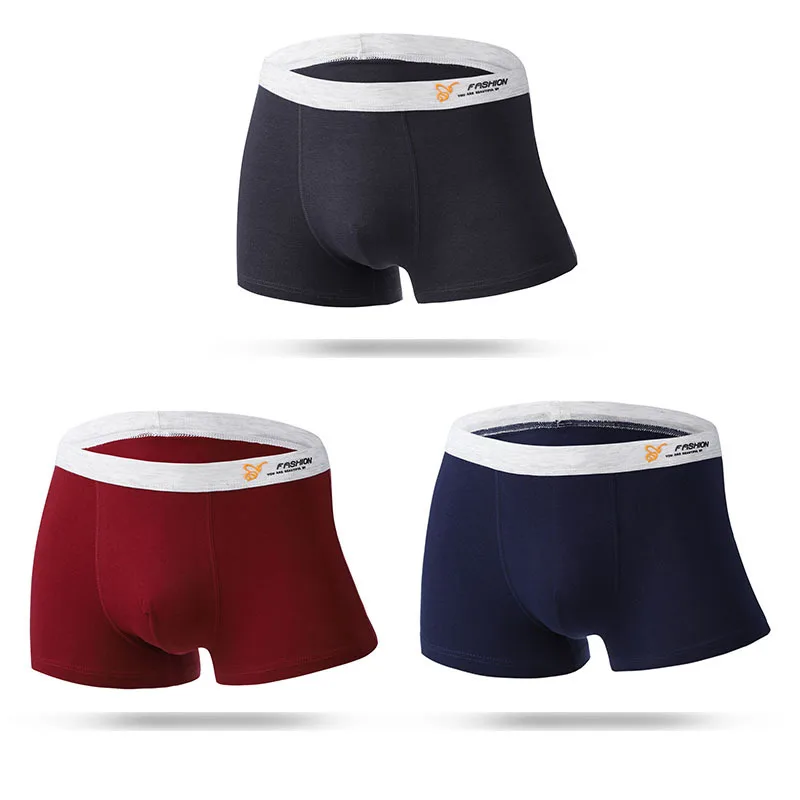 Men's new underwear cotton U convex design waist cotton boyshort solid color breathable boxer shorts tide