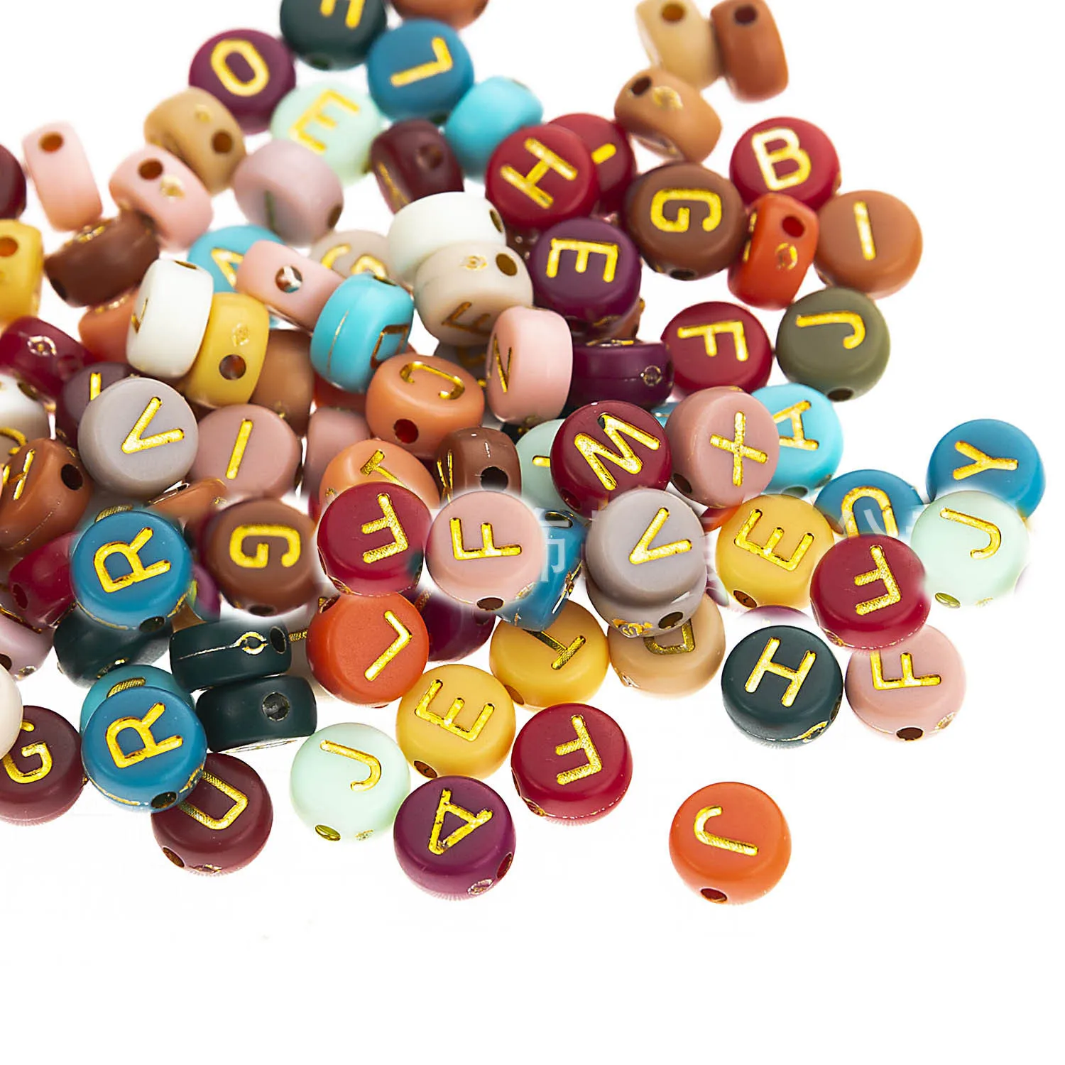 Mix Chocolate Colors Acrylic Letters Beads 4*7mm 3600pcs Flat Coin Round Shape Plastic Lucite Alphabet Jewelry Spacers