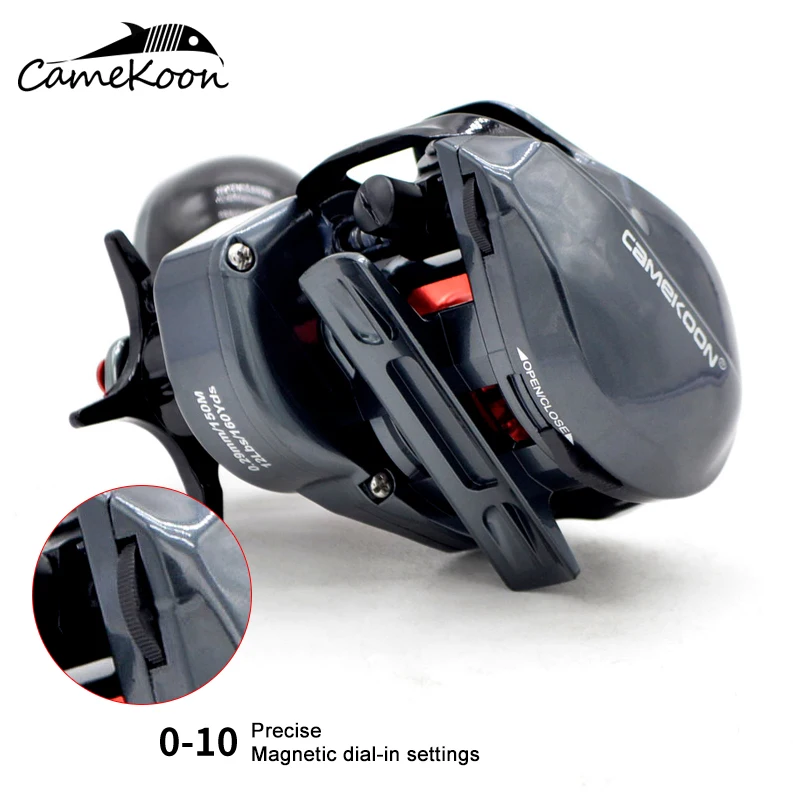 CAMEKOON Baitcaster Saltwater Big Game Fishing Reels Lightweight Graphite Body 7.3:1 Smooth Baitcasting Coil Lure Casting Reel